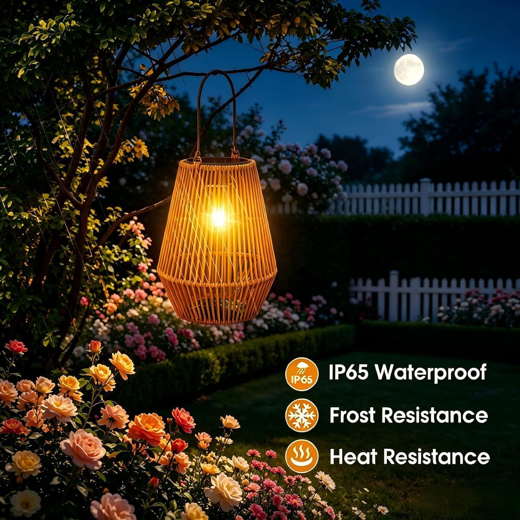 Solar Lanterns Outdoor Waterproof, Solar Lights Outdoor 2 Pack