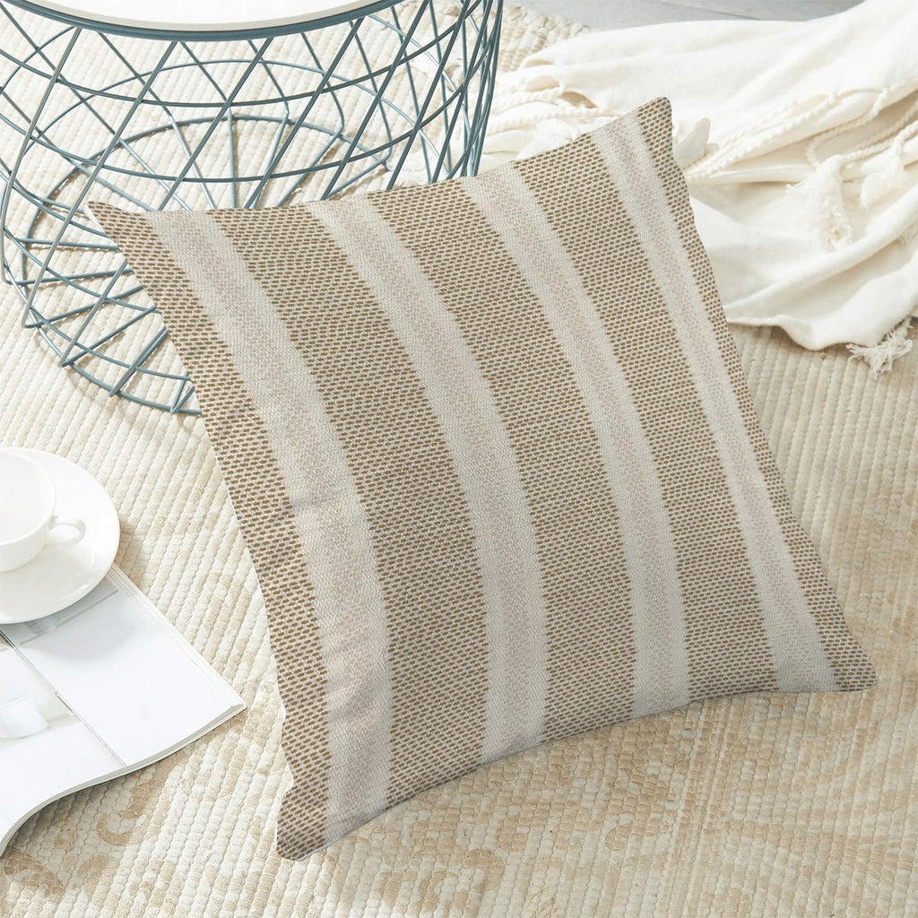 Boho Pillow Covers 18x18 Set of 2 Brown Stripes Throw Pillow Covers Outdoor Decoration Bohemian Style Modern Abstract