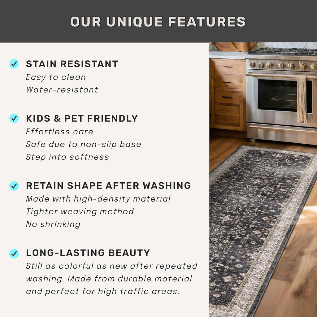 Large 3x5 Entryway Rug Indoor - Washable Non-Slip Low Pile Ultra Soft Area Rug
