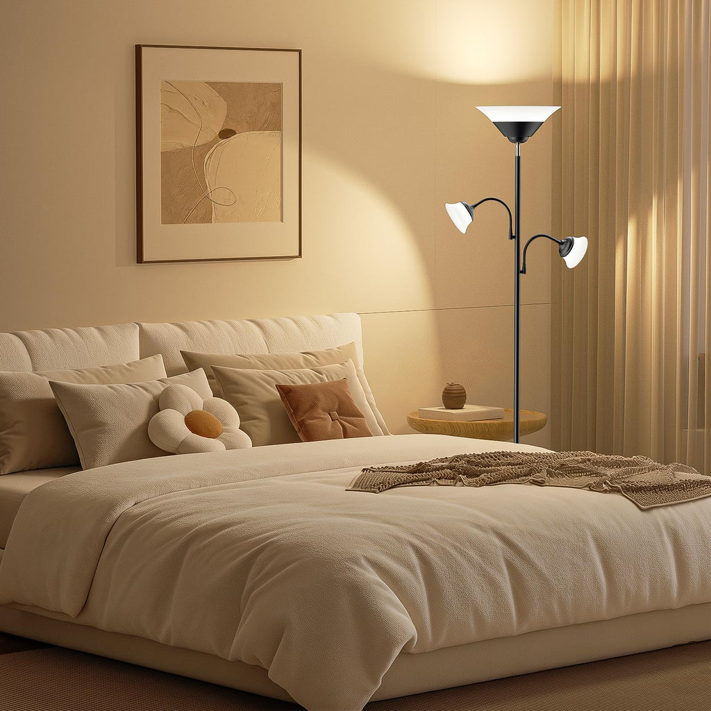 42W 3-in-1 Torchiere Floor Lamp - Dimmable Standing Lamp with Remote/Button Control, 4 Color Temperatures, Bright