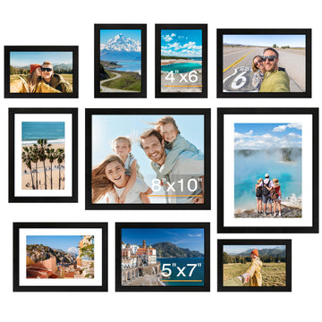10 Pack Picture Frames Collage Wall Decor for Mounting or Tabletop Display, Gallery Wall Frame Set with Two 8x10