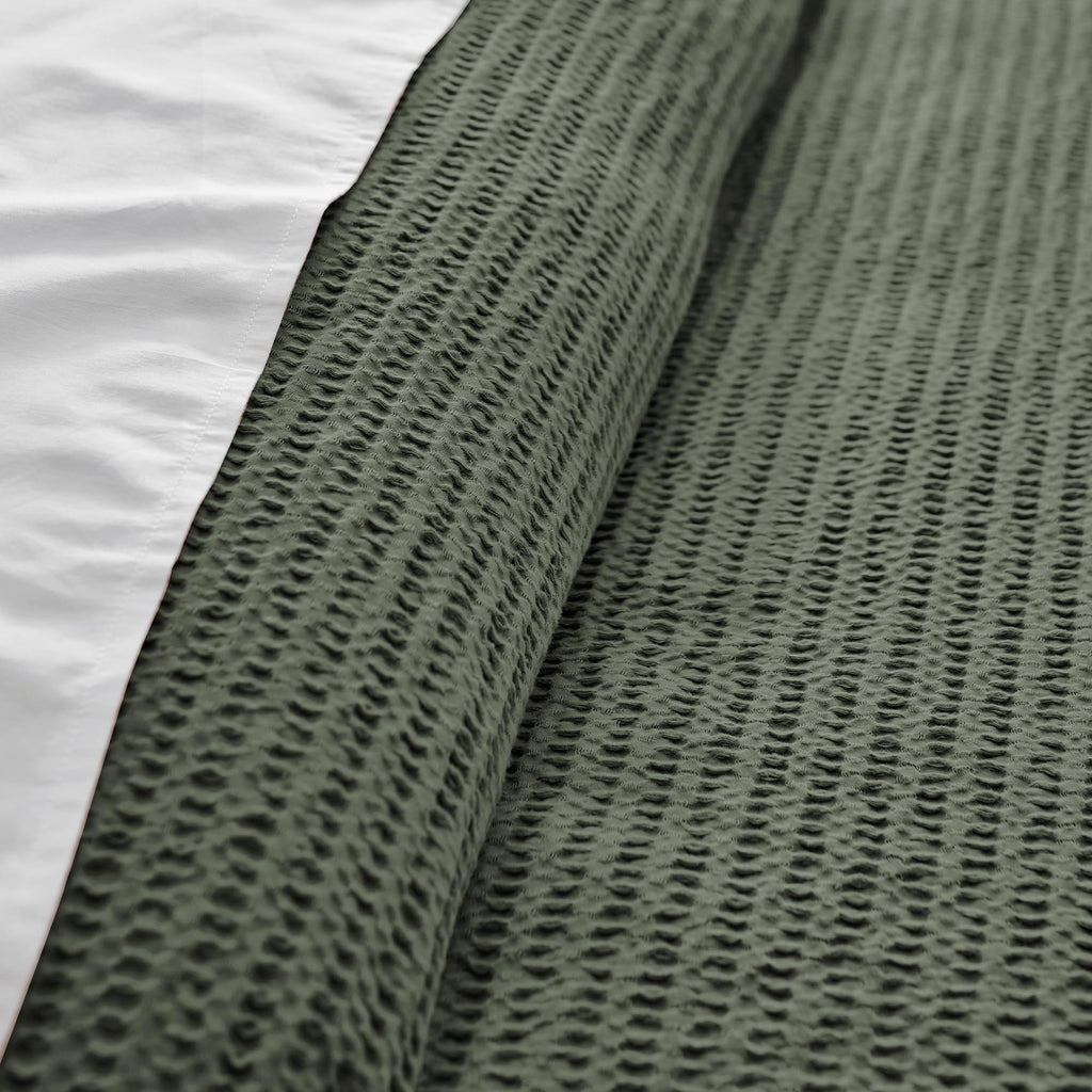 Cloud Waffle Forest Green Duvet Cover Set - Duvet Cover + Two Pillow Cases - Waffle Weave - Forest Green