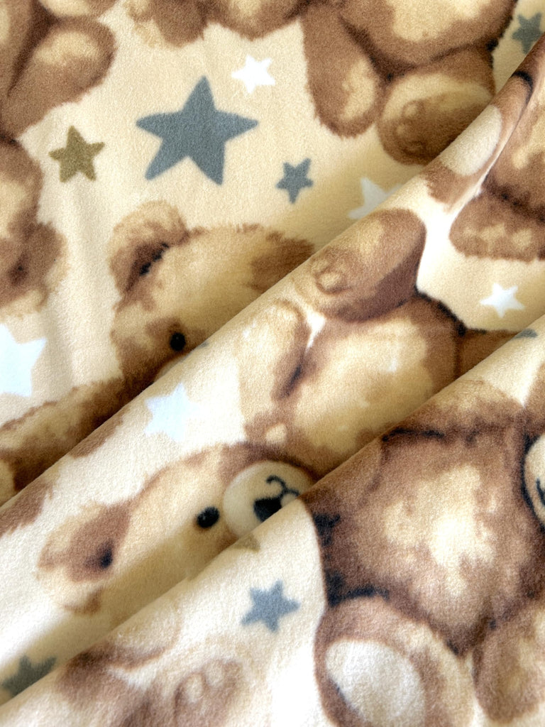 Teddy Bear Stars Anti-Pill Premium Fleece Fabric By The Yard