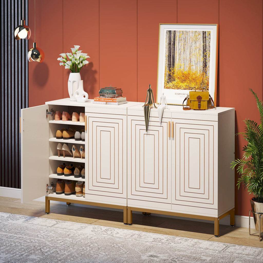 Shoe Cabinet with Doors, 20 Pairs Entryway Shoe Storage Cabinet with Shelves, 5-Tier Modern Free Standing Shoe Racks