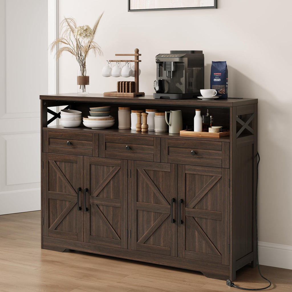 51" Buffet Sideboard Cabinet, Farmhouse Storage Cabinet, Coffee
