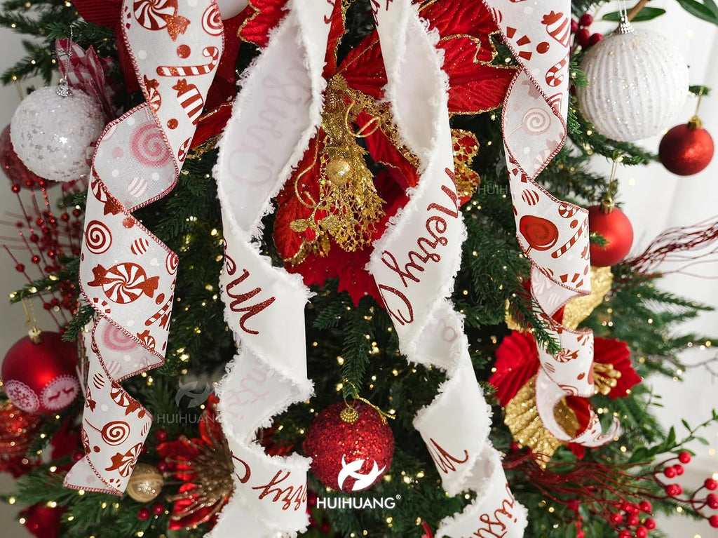 Red Christmas Tree Topper Bow 13 inch x 45 inch