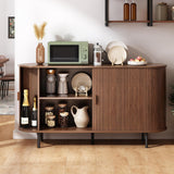 55" Sideboard Buffet Cabinet with Storage, Sliding Door & Adjustable Shelf