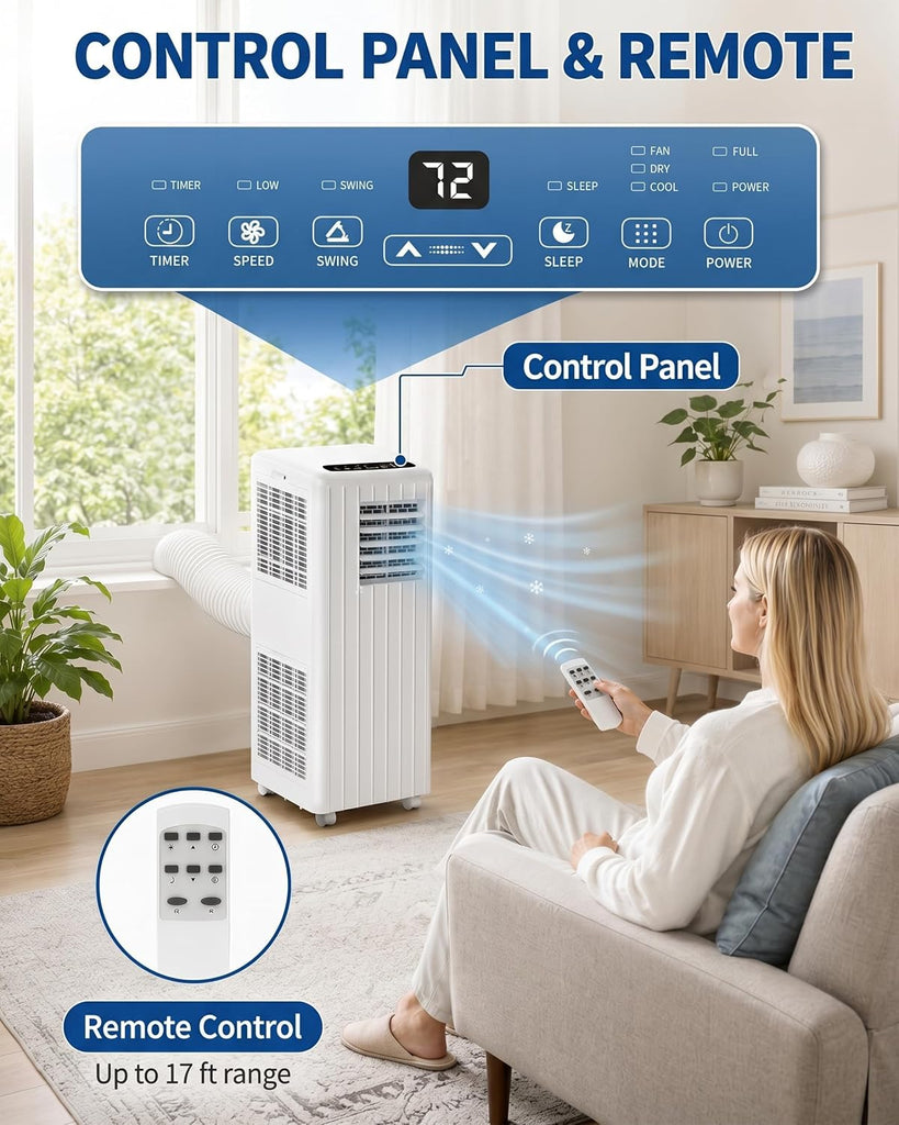 Portable Air Conditioners, 8,000 BTU for Rooms up to 350 Sq.Ft., Smart Compact AC Unit with Cooling, Dehumidifier