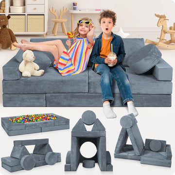 Modular Kids Play Couch, Piece Fort Building & Climbing Foam Set