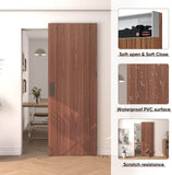 32"x86" Concealed Sliding Barn Door with Soft Close Hardware Kit, Brown Hidden Door for Opening 24"-