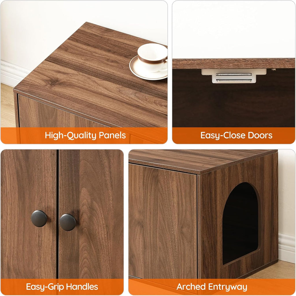 Cat Litter Box Enclosure, Hidden Litter Box Furniture with Side Entry, Litter Box Cabinet, Indoor Cat House, End Side