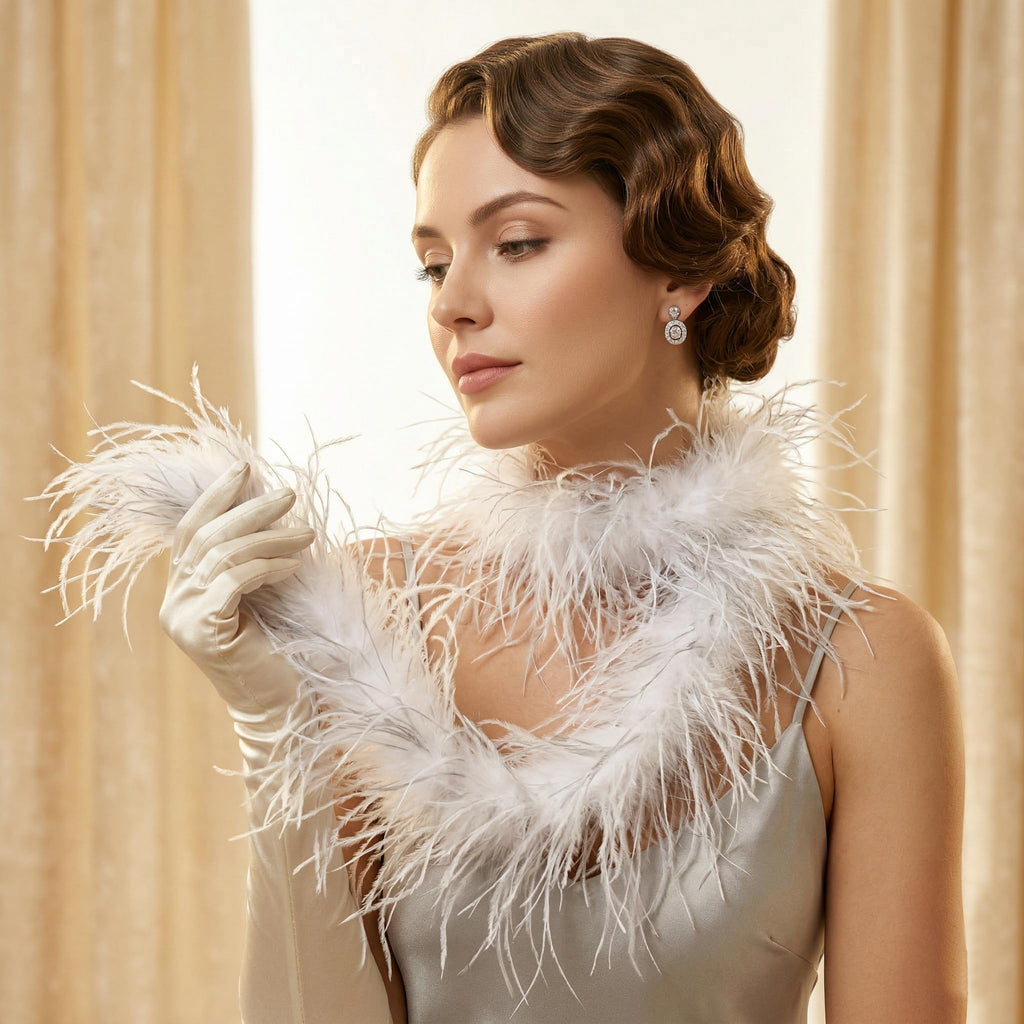 5 ply White Ostrich Feather Boas.