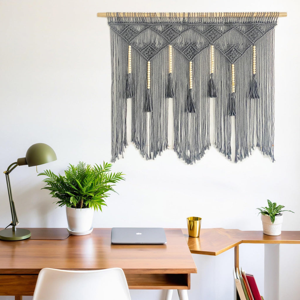 Large Macrame Wall Hanging Macrame Headboard Window Curtains Boho Wall Decor Wall Art tapestry Tassel Woven Backdrop