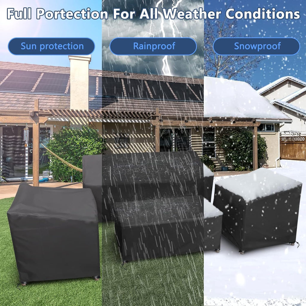 Outdoor Furniture Cover Waterproof 4 Piece, Black, Regular, 420D | Heavy Duty Patio Furniture Covers for Rattan