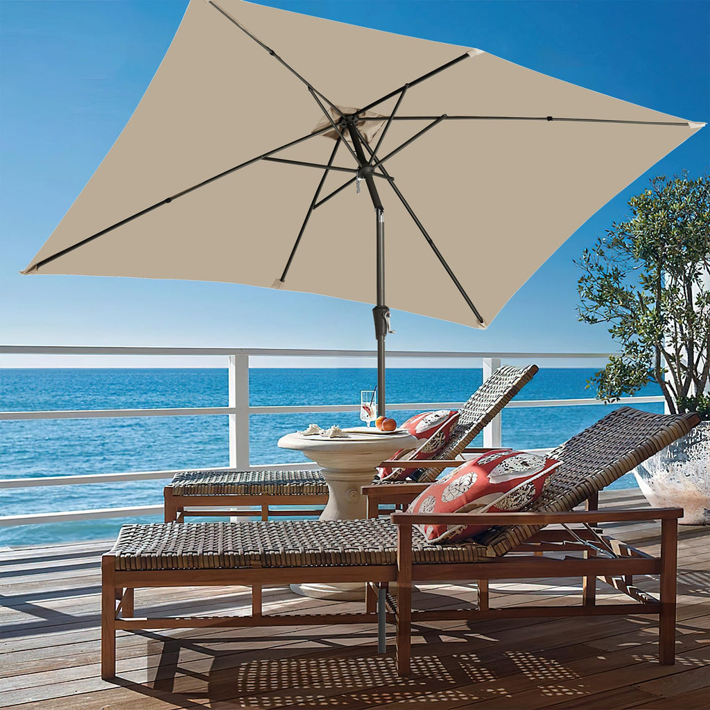 6.5 Rectangular Patio Umbrella rectangle Outdoor Table Umbrella Beige