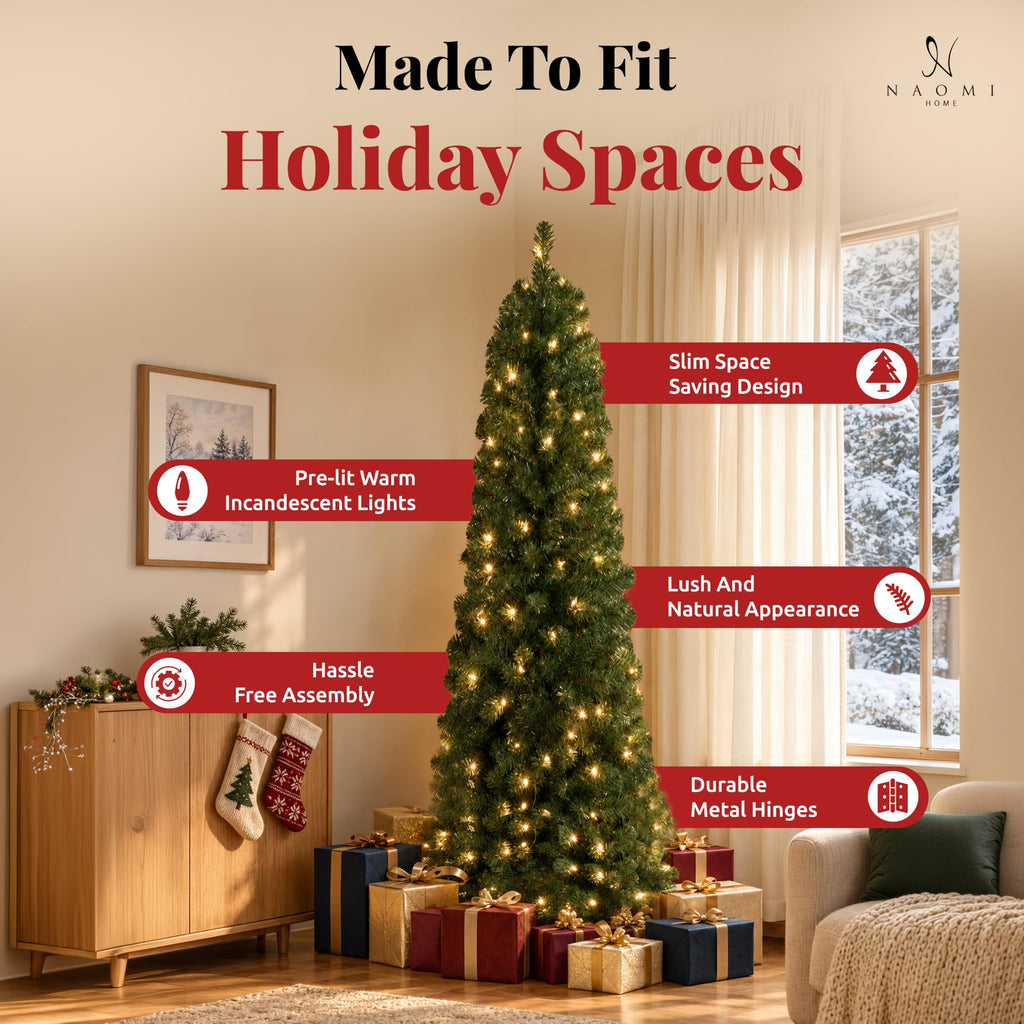 Vienna 7.5ft Pre-Lit Slim Pencil Christmas Tree