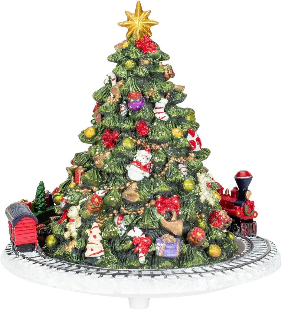 6-Inch Christmas Tree with Revolving Train Music Box