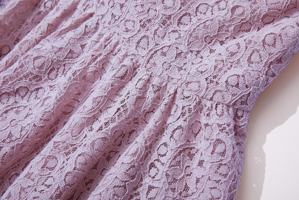 Toddler Girls Backless Flutter Sleeve Lace Party Dress Elastic Waist Bow Kid Casual Dresses