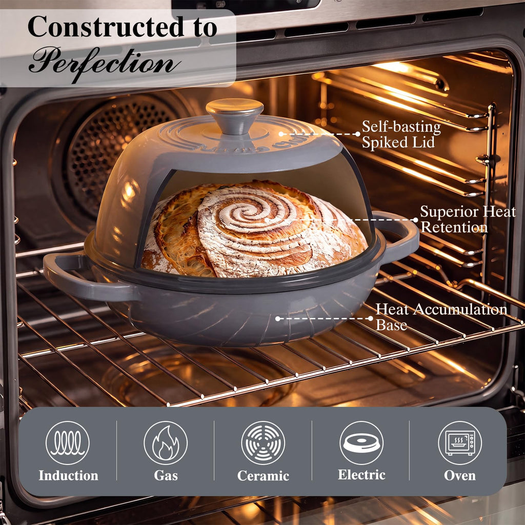 6QT Enameled Cast Iron Dutch Oven for Bread Baking