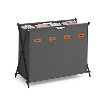 Laundry Hamper, 155L, 4 Sections, Collapsible X-Frame