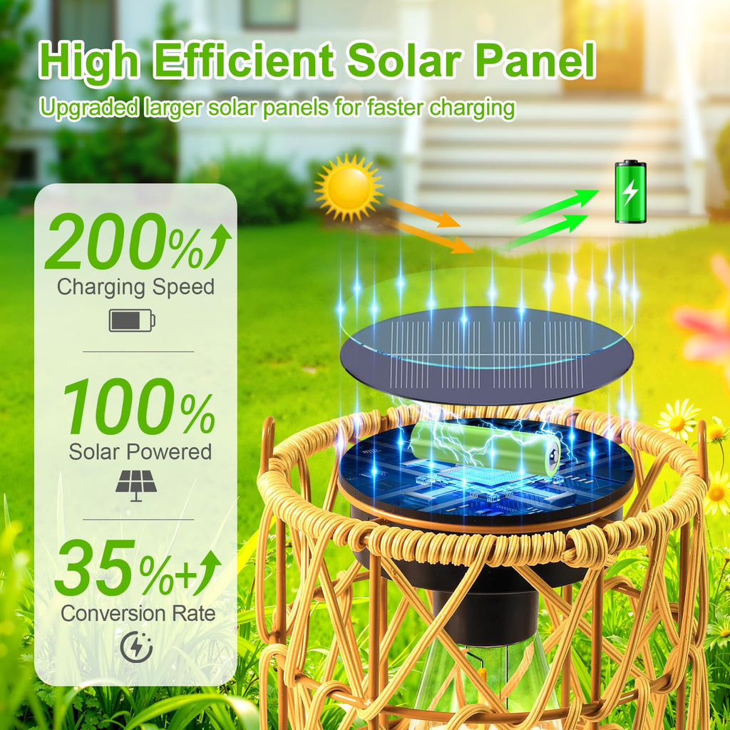 Solar Lantern Outdoor Lights, 2 Pack Bright Hanging Solar Lanterns Outdoor Waterproof with Handle, Decoration Rattan
