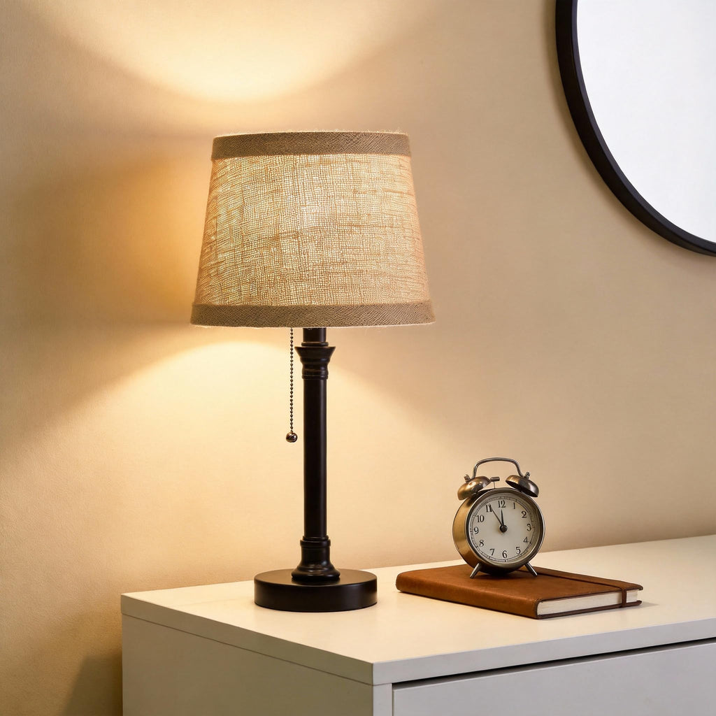 19.5" Black Rustic Table Lamps Set of 2 Bedroom