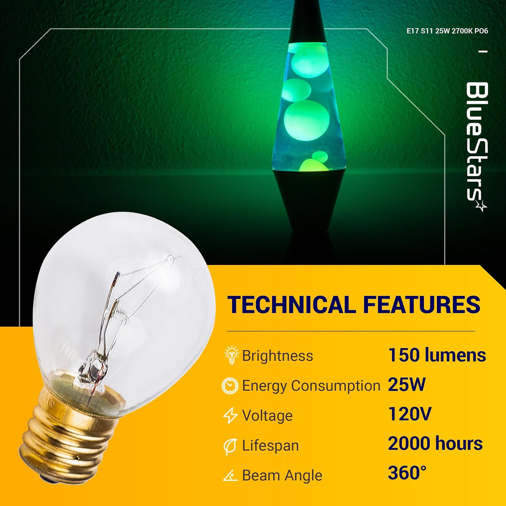 Lava Lamp Bulbs 25 Watt S11 E17 Intermediate Base