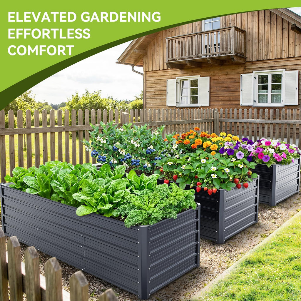 8x3x1.9 FT Metal Raised Garden Bed Outdoor, Heavy Duty Planter Box | 100% Non-Toxic, 341 Gal Large Capacity