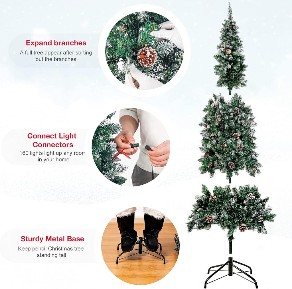 Pre-Lit Pencil Christmas Tree: 210 Warm White Light
