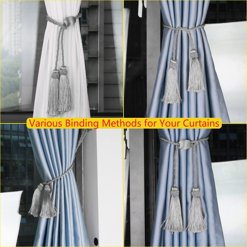 Curtain Tiebacks with Tassel, Decorative Curtain Holdback - 4 Pack