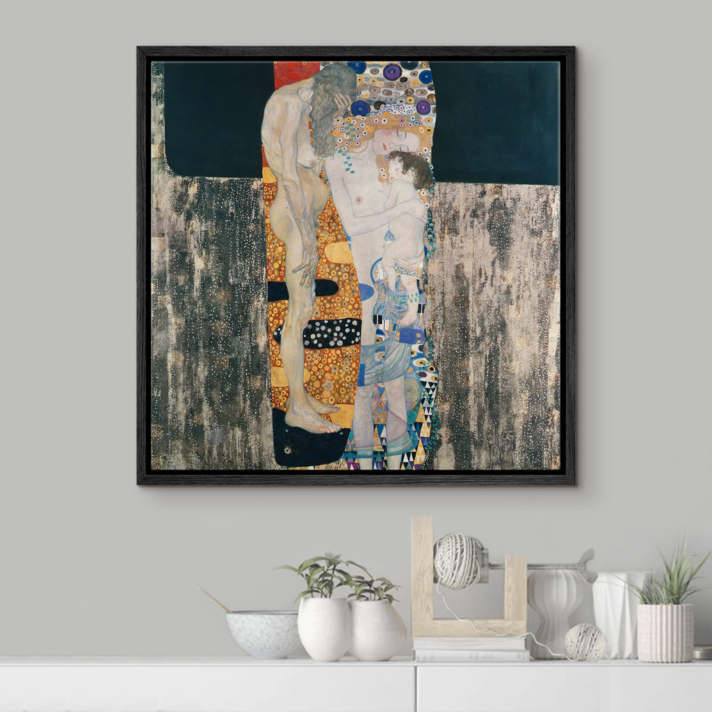 Canvas Print Wall Art Three Ages of Woman by Gustav Klimt Historic Classic Illustrations Fine Art Decorative Vintage