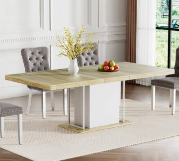 78.74" Extendable Dining Table for 6 8 10 Person, Farmhouse Expandable Dining Table Large Rectangle Wooden Expanding