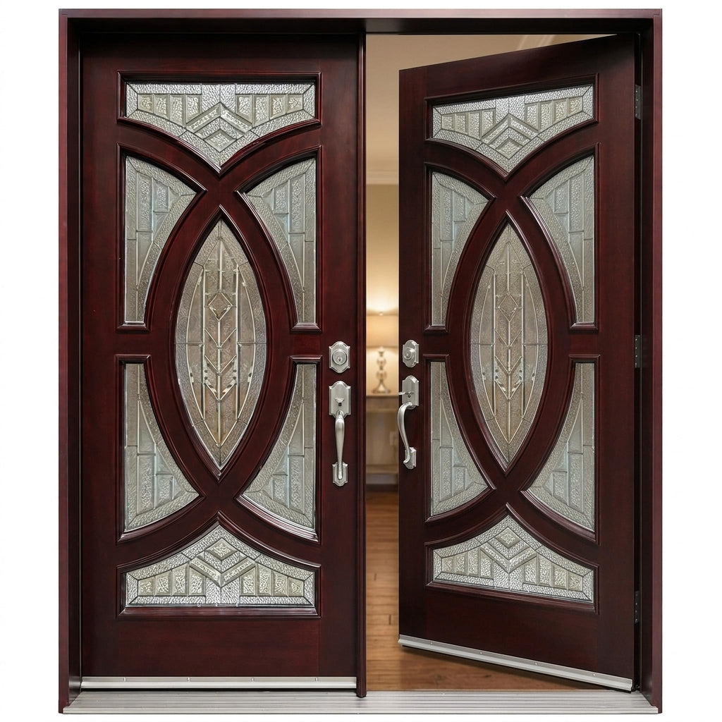 Exterior Front Entry Double House Wood Door (Right Hand, 72"X80")