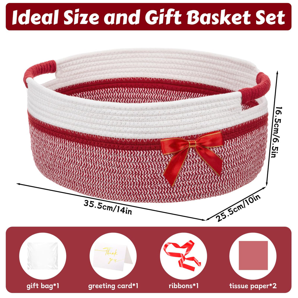 Woven Basket for Gift Empty, Red, 14*10*6.5 Inch