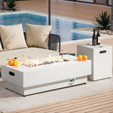 50-Inch Outdoor Propane Fire Pit Table w Tank Table, CSA Certified, Rectangular Patio Fire Pit w Glass Rocks, Wind Guard and Cover, 58000 BTU 2 in 1