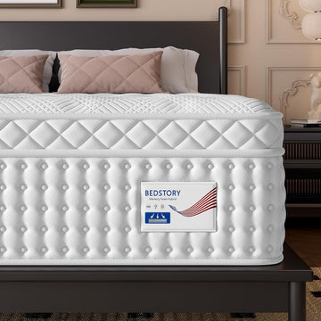 Medium Firm King Size Mattress 14 Inch, Hybrid Mattress in a Box for Zoned Pressure and Pain Relief, Signature