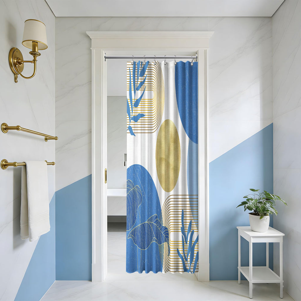 Abstract Blue and White Stall Shower Curtain, 36x72 in Narrow Small