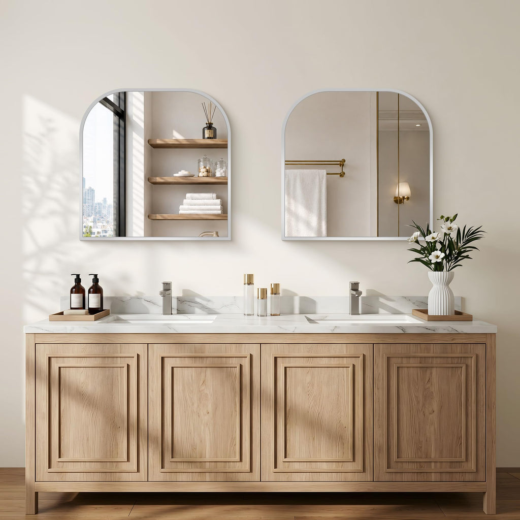 Bathroom Mirror, 30x30 inch Silver Square Wall Mounted Mirror with Thin Frame, Bathroom Vanity Mirrors for Over Sink
