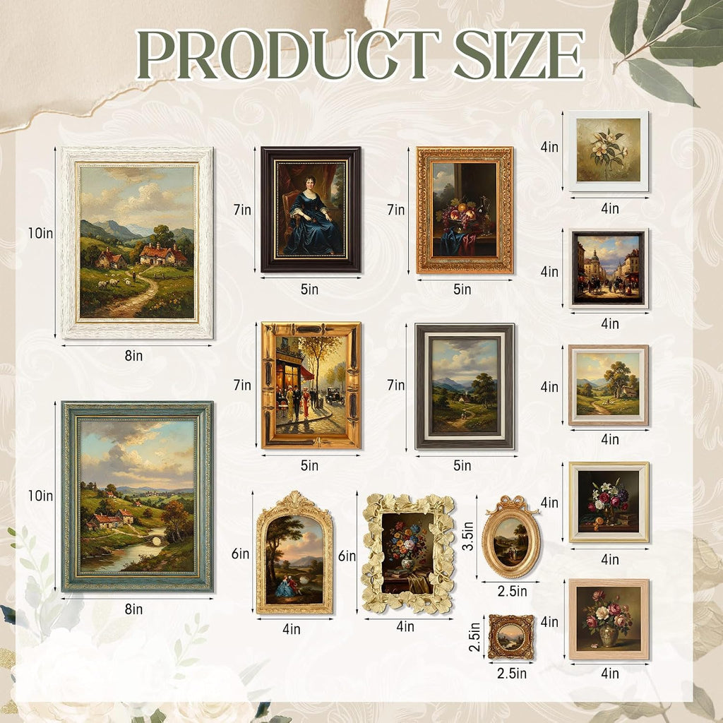 20 Pack Vintage Picture Frames for Wall,Simple Style | Tabletop Display Ornate, French Country Frames, Farmhouse