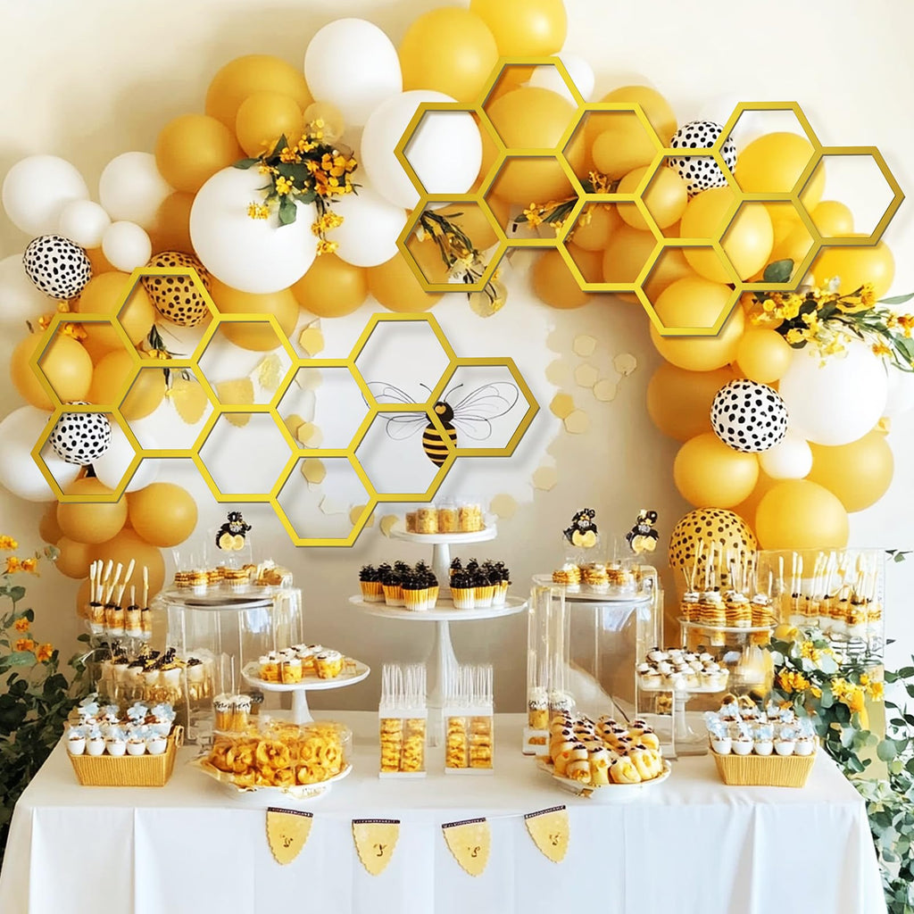 2 Pcs 22 x 12 Inch Large Wood Honeycomb Decoration Honeycomb Wall Decor Wood Hexagon Decor Bee Wall Hanging