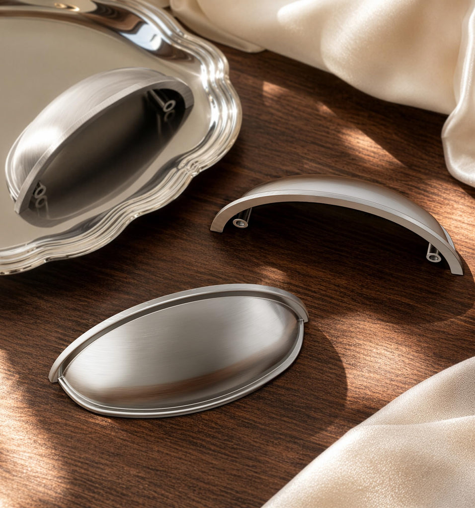 Drawer Pulls 15 Pack, 3 Inch Hole Center Cup Pulls, Satin Nickel