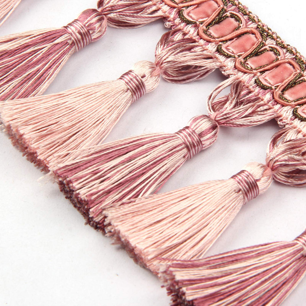 Handmade Tassel Fringe Trim Hand Knitting-Pink - 6.5 Yard
