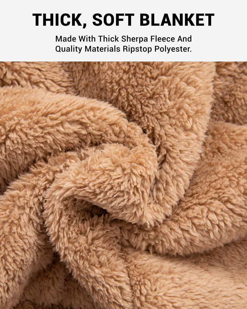 Large Camping Blanket with Sherpa Lining, Peak 79"x 57"