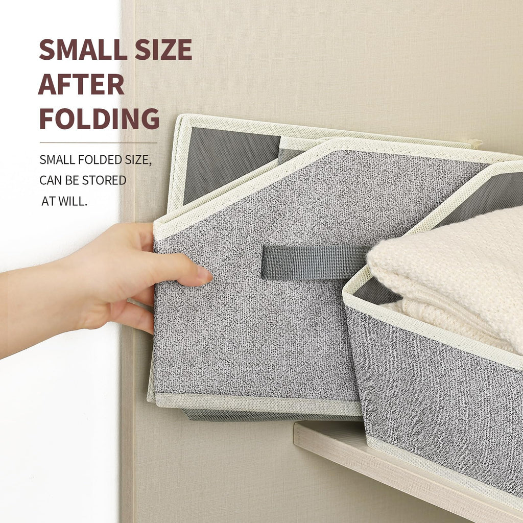 Closet Organizers Bins 6 Packs - Large Closet Shelf Organizer with Handles, Fabric Trapezoid Storage Bins