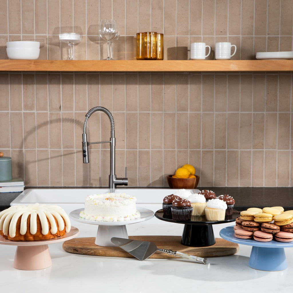 THE Cake Stand - 10 Inch Gloss Ceramic Pedestal Cake Stand, Modern Footed Dessert Stand for Cakes, Cupcakes, Cookies