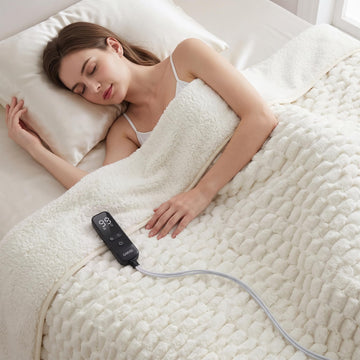 Heated Weighted Blanket for Adult 15 lbs, 60 x 80 inches, White