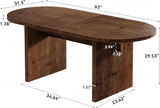 63-Inch Oval Dining Table, Farmhouse Solid Wood Kitchen Table for 4-6, Large Dinner Furniture with Double Pedestal