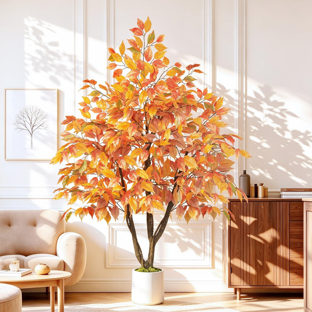 Artificial Fall Ficus Tree 5FT, Indoor Outdoor Faux Tree