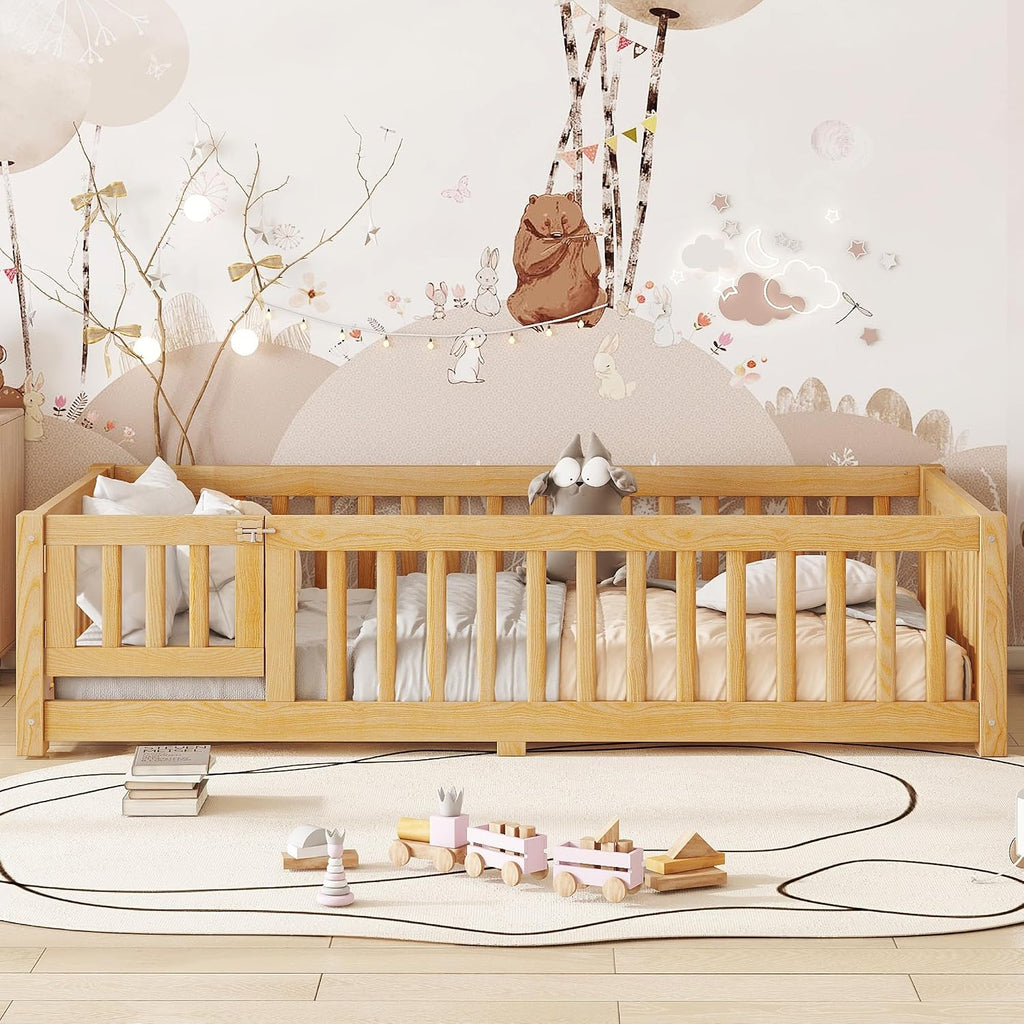 Montessori Floor Bed Frame with Slats, Natural