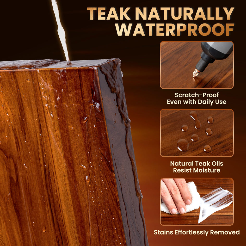 48" Solid Teak Floating Wall Shelf, Water Resistant & Sturdy Decor